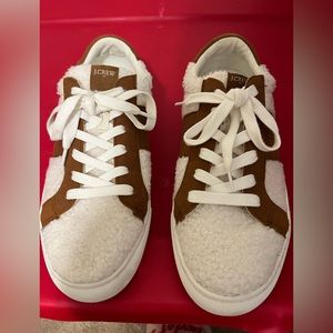 JCrew fleece and leather shoes